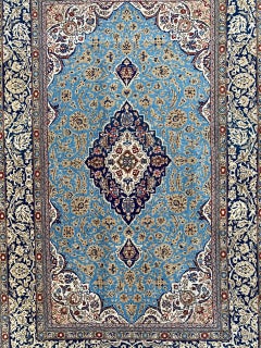 Bobyrug’s Wonderful Fine Vintage Wool and Silk Qom Rug