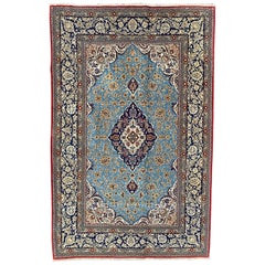 Bobyrug’s Wonderful Fine Vintage Wool and Silk Qom Rug