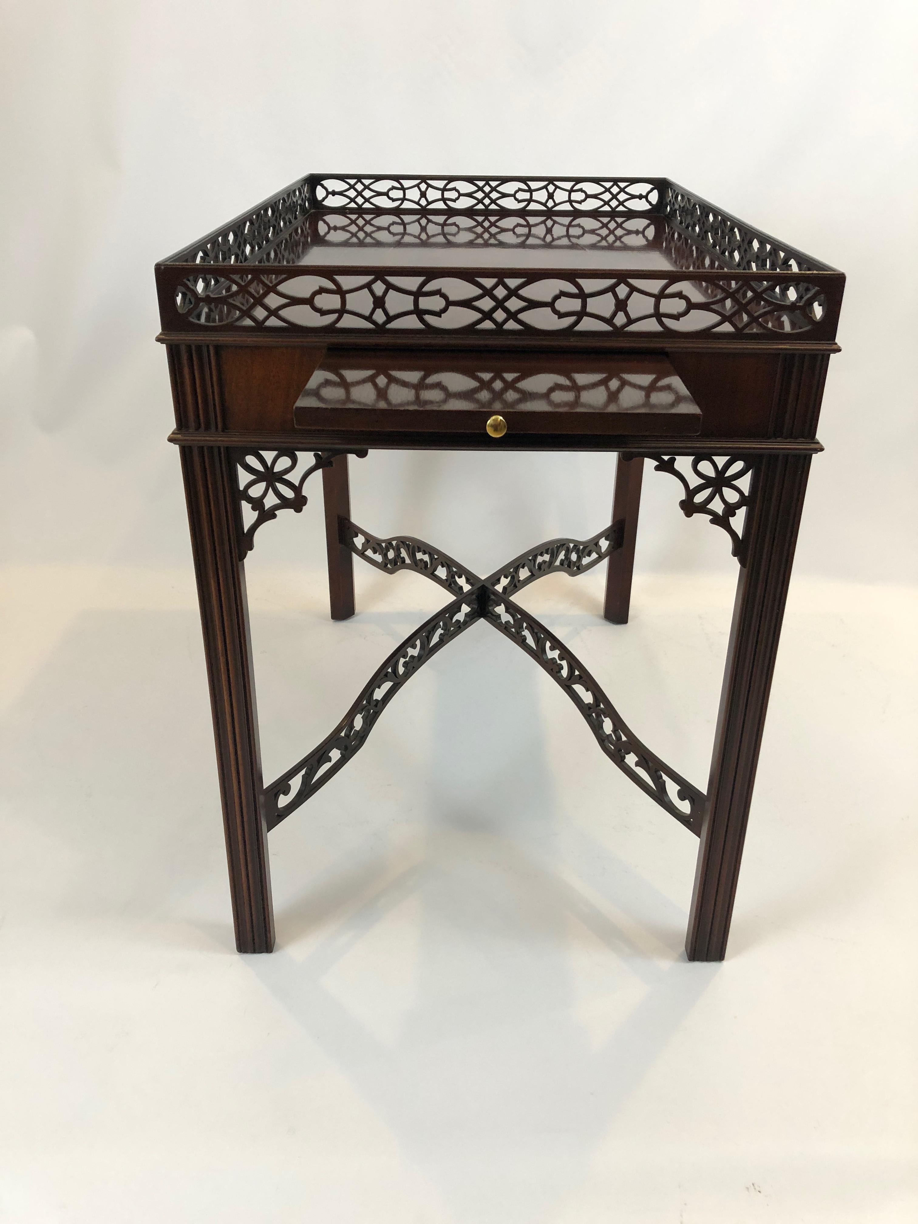 Wonderful Flame Mahogany Chippendale Style Side Table 5