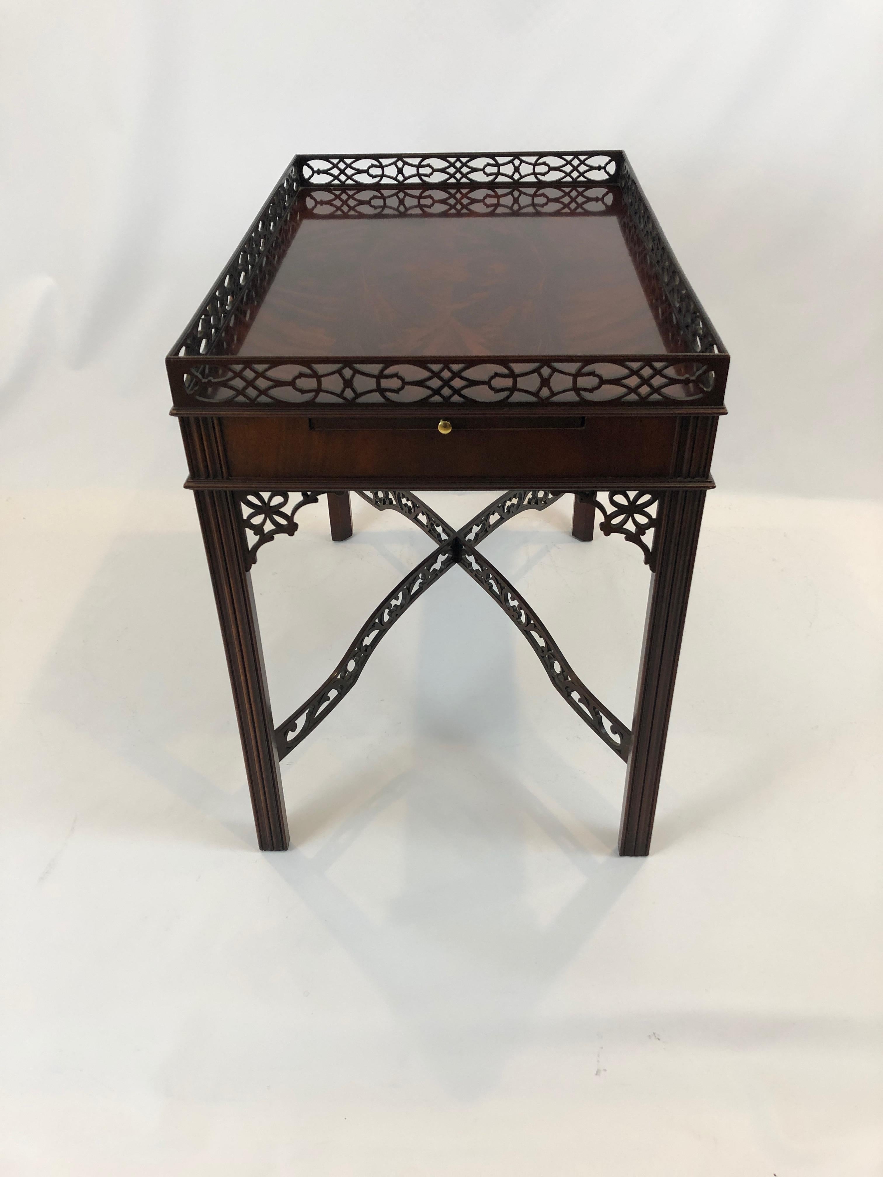 Late 20th Century Wonderful Flame Mahogany Chippendale Style Side Table