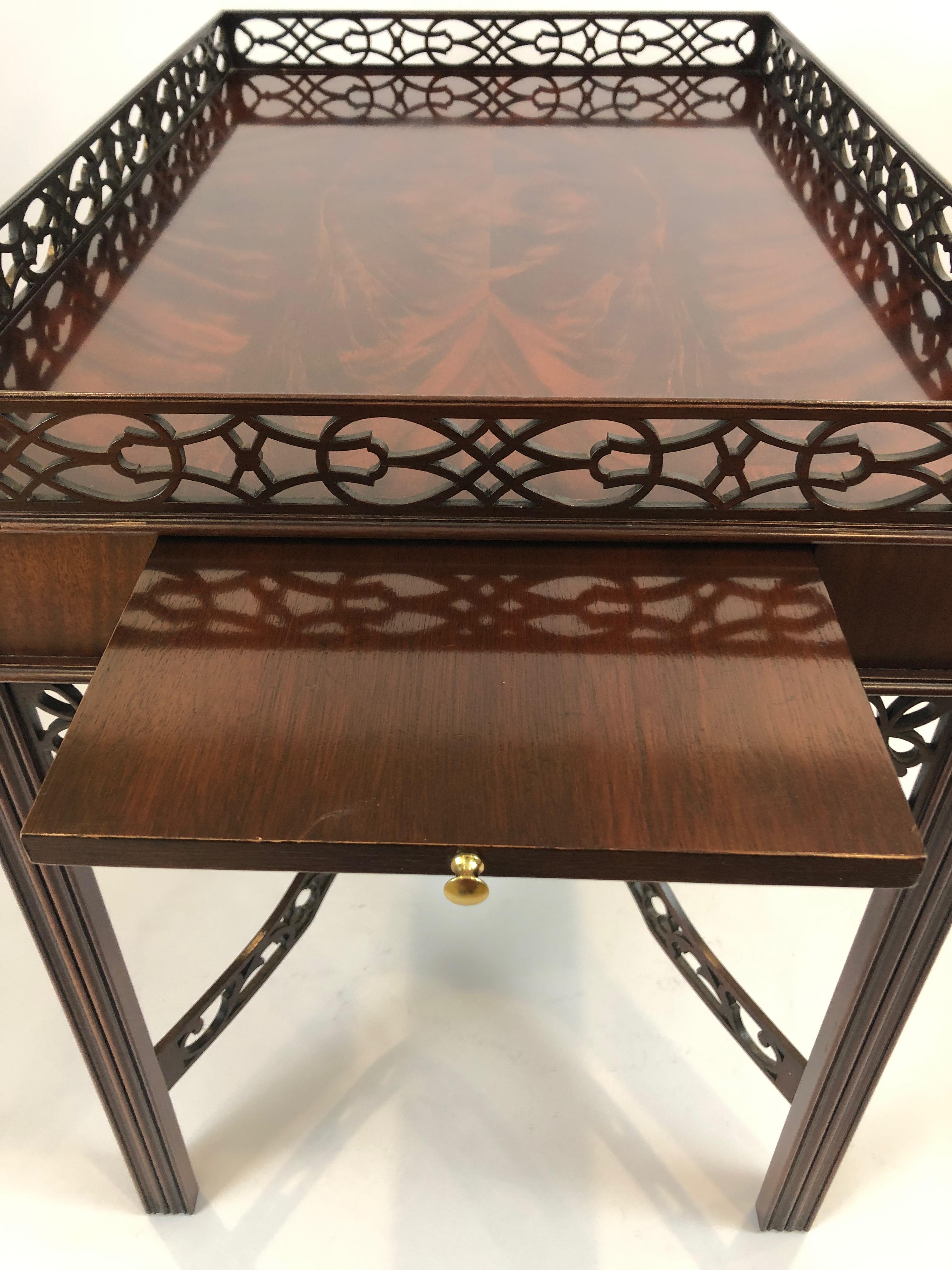 Wonderful Flame Mahogany Chippendale Style Side Table 2