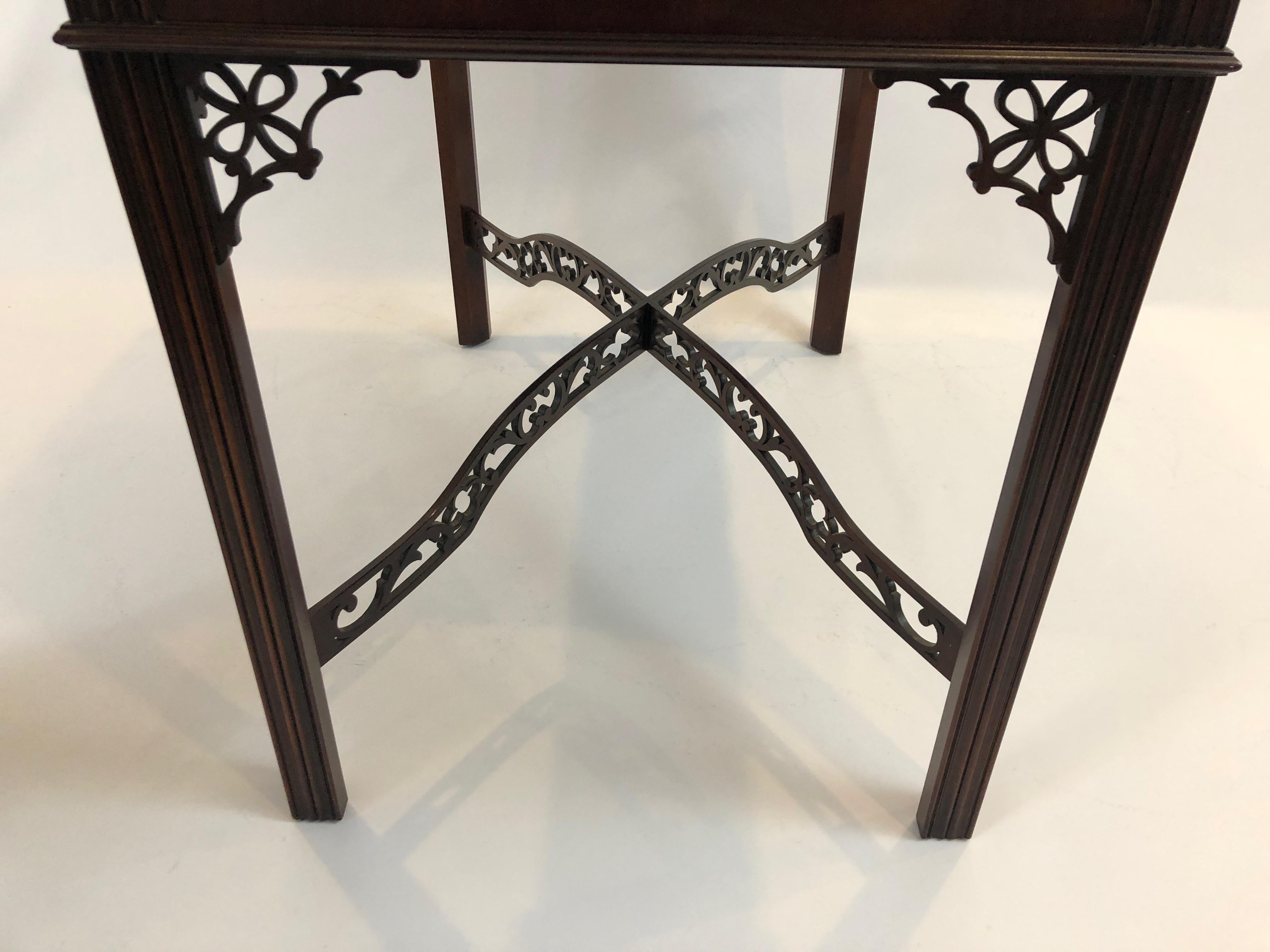 Wonderful Flame Mahogany Chippendale Style Side Table 3