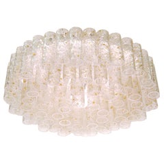 1960 Doria Modernist Flush Mount Ceiling Light Gold-Flaked Murano Glass 
Brass