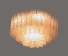 Cascading Doria 17" Murano Einbaubeleuchtung Dreistöckige Eisglasröhren, 1960er Jahre