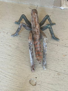 Wonderful Folk Art Hand Made Antique Grasshopper Sculpture