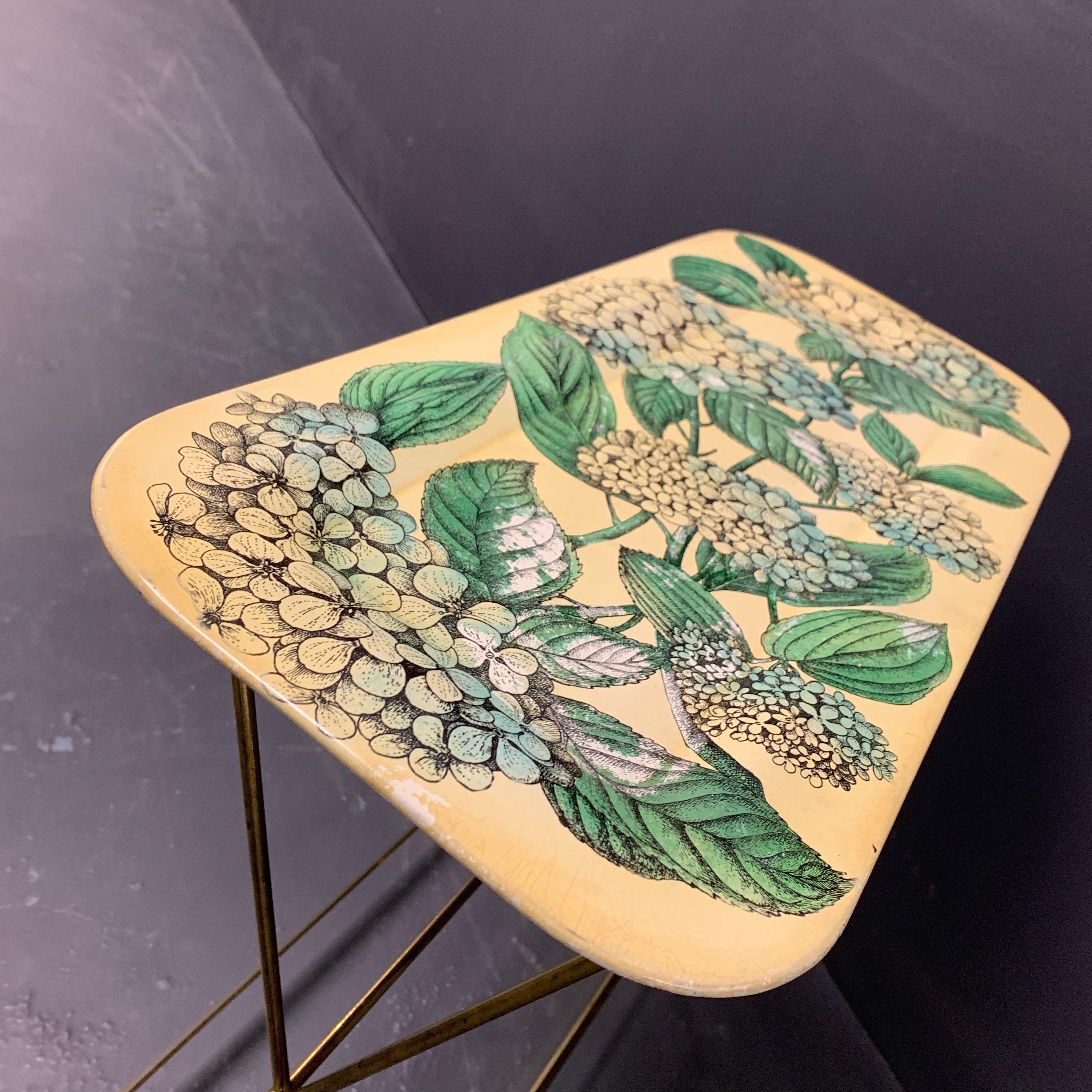 Mid-20th Century Wonderful Fornasetti Tray with Original Brass Stand