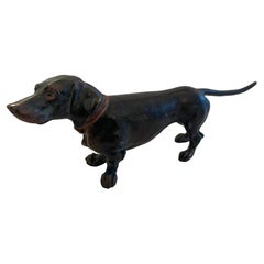 Wonderful Franz Bergman Standing Dachshund Vienna Austria Bronze Dog Sculpture
