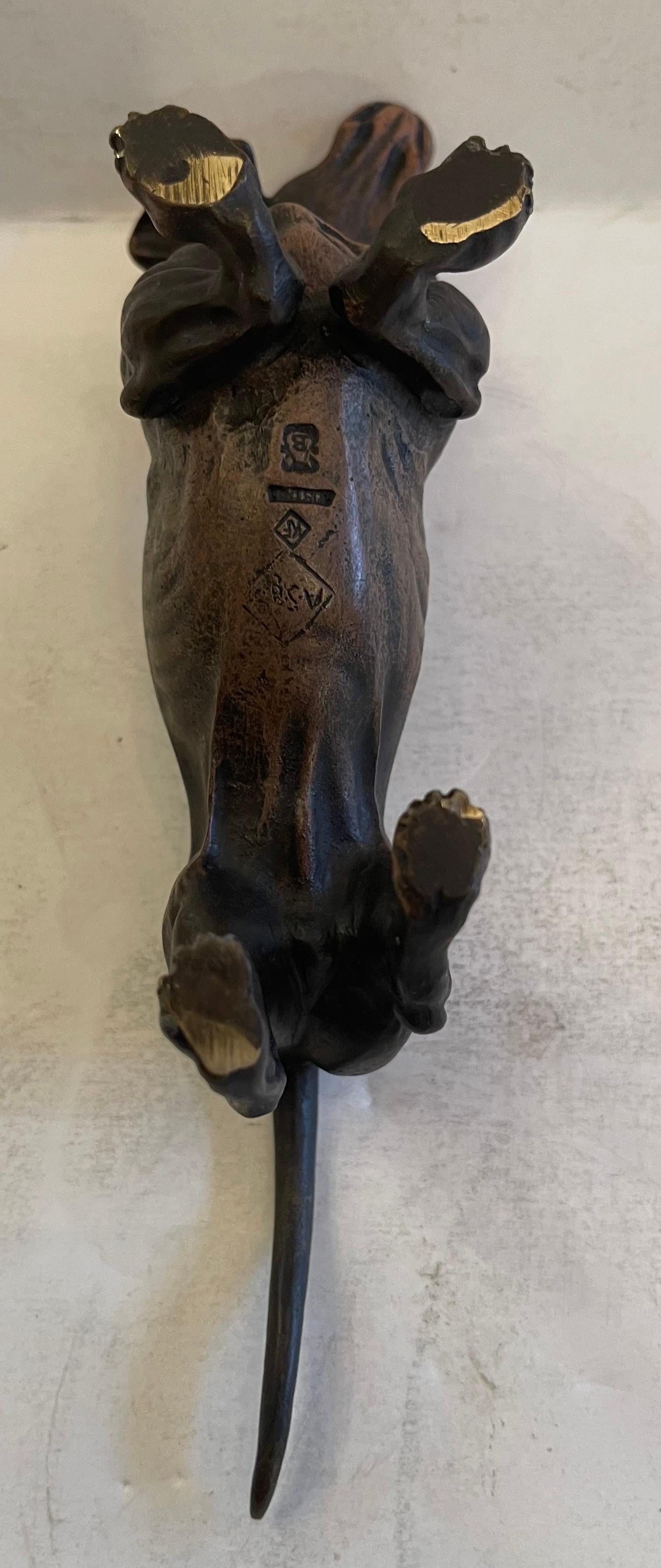 Maravillosa escultura de perro salchicha de pie Franz Bergman Vienna Austria Bronze Dog Sculpture siglo XIX