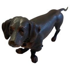 Wonderful Franz Bergman Standing Dachshund Vienna Austria Bronze Dog Sculpture