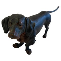 Maravillosa escultura de perro salchicha de pie Franz Bergman Vienna Austria Bronze Dog Sculpture