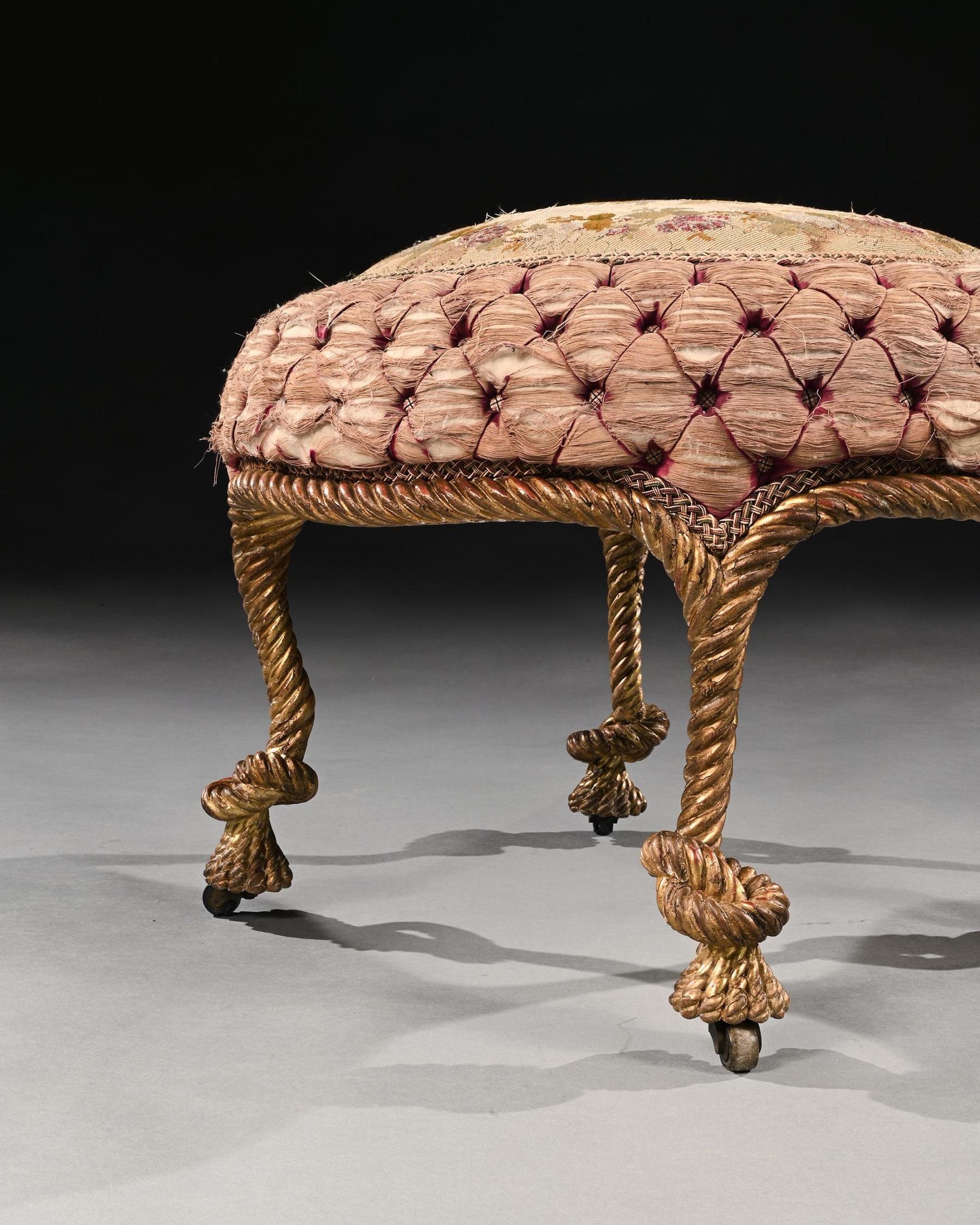 Wonderful French 19th C. A.M.E Fournier Giltwood Stool Tabouret Lord Ballyedmond In Good Condition In Benington, Herts