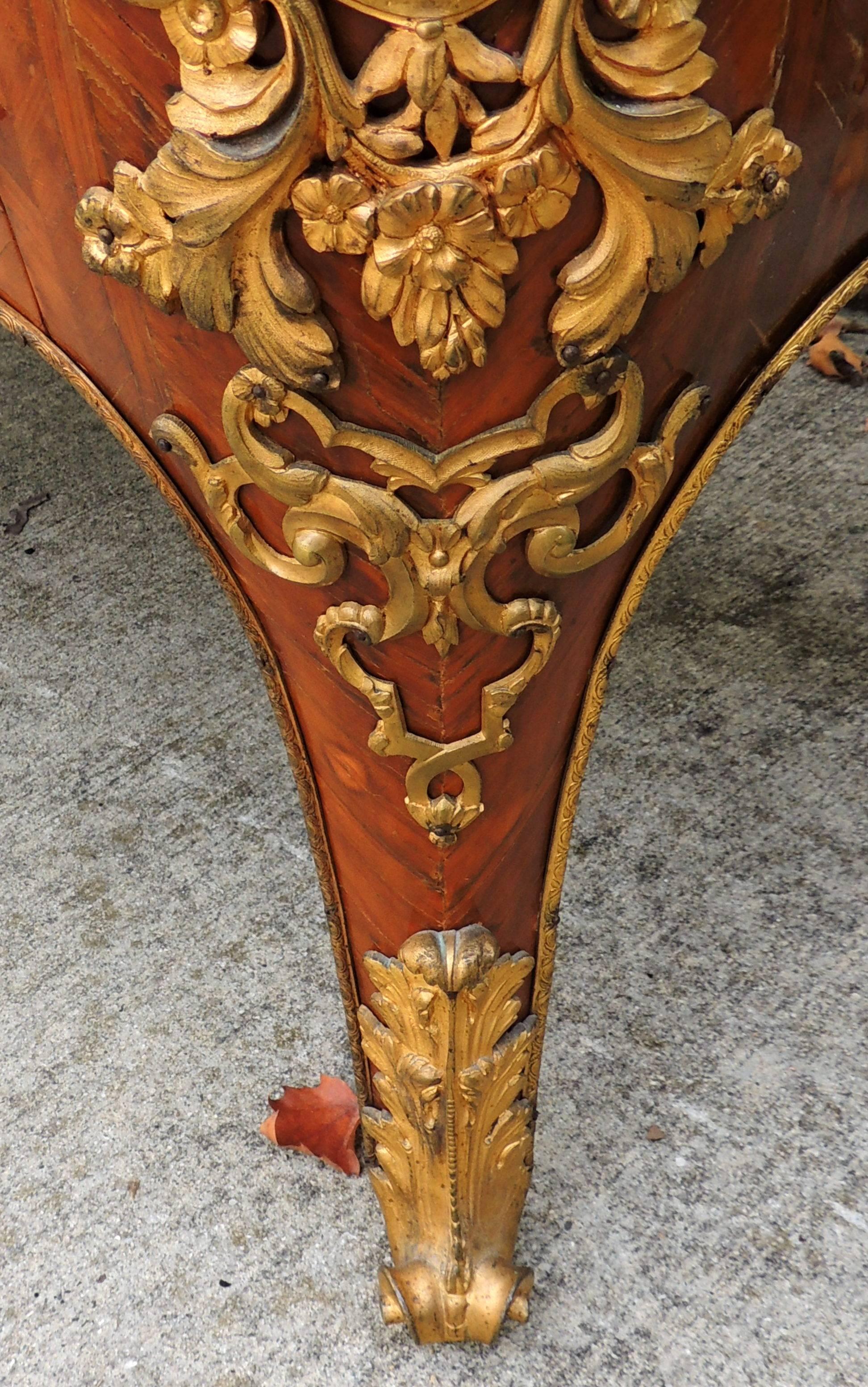 Wonderful French 19th Century Louis XV Ormolu Bronze-Mounted Marble-Top Commode 4