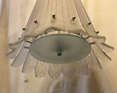 Wonderful French Art Deco Chandelier Signed Marius-Ernest Sabino Silver Leaves