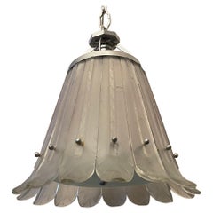 Meraviglioso lampadario francese Art Déco firmato Marius-Ernest Sabino con foglie d'argento