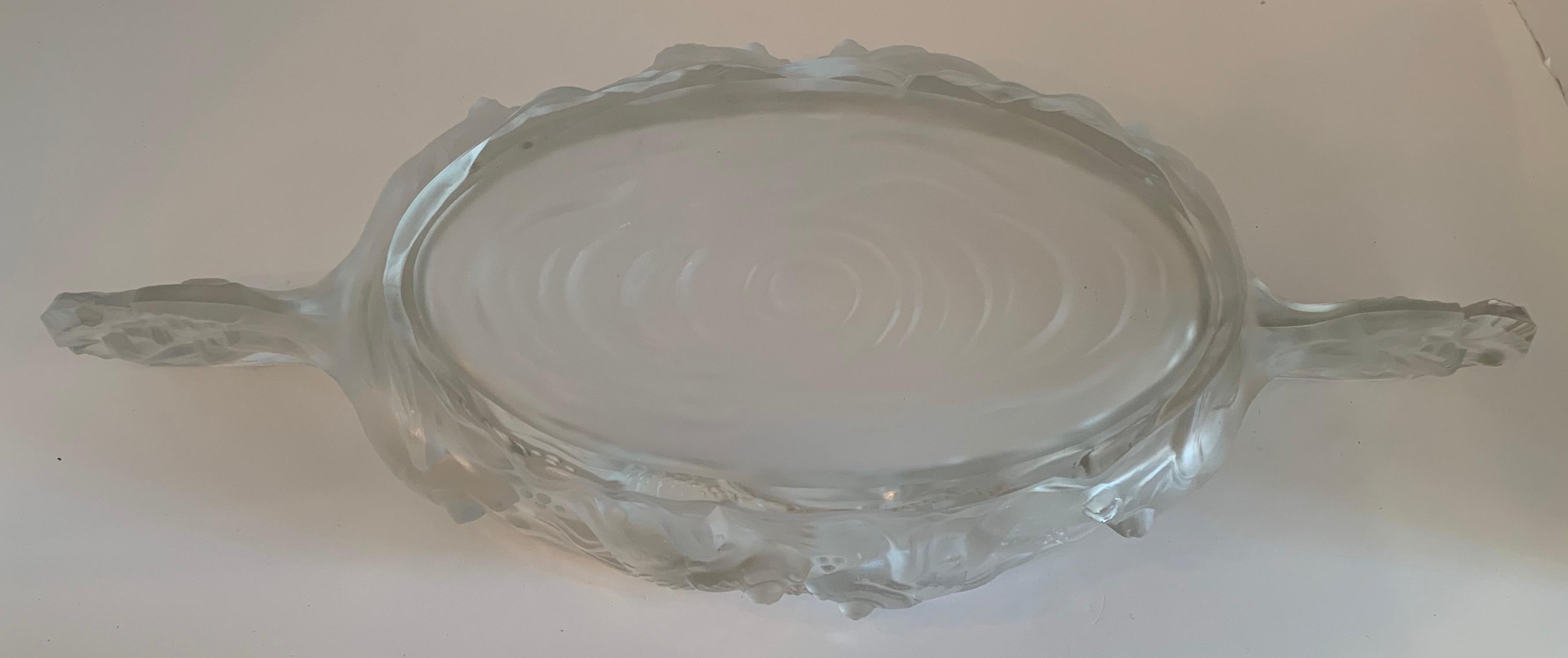 Wonderful French Art Deco Verlys Glass Poissons Koi Fish Oval Centerpiece Bowl 1