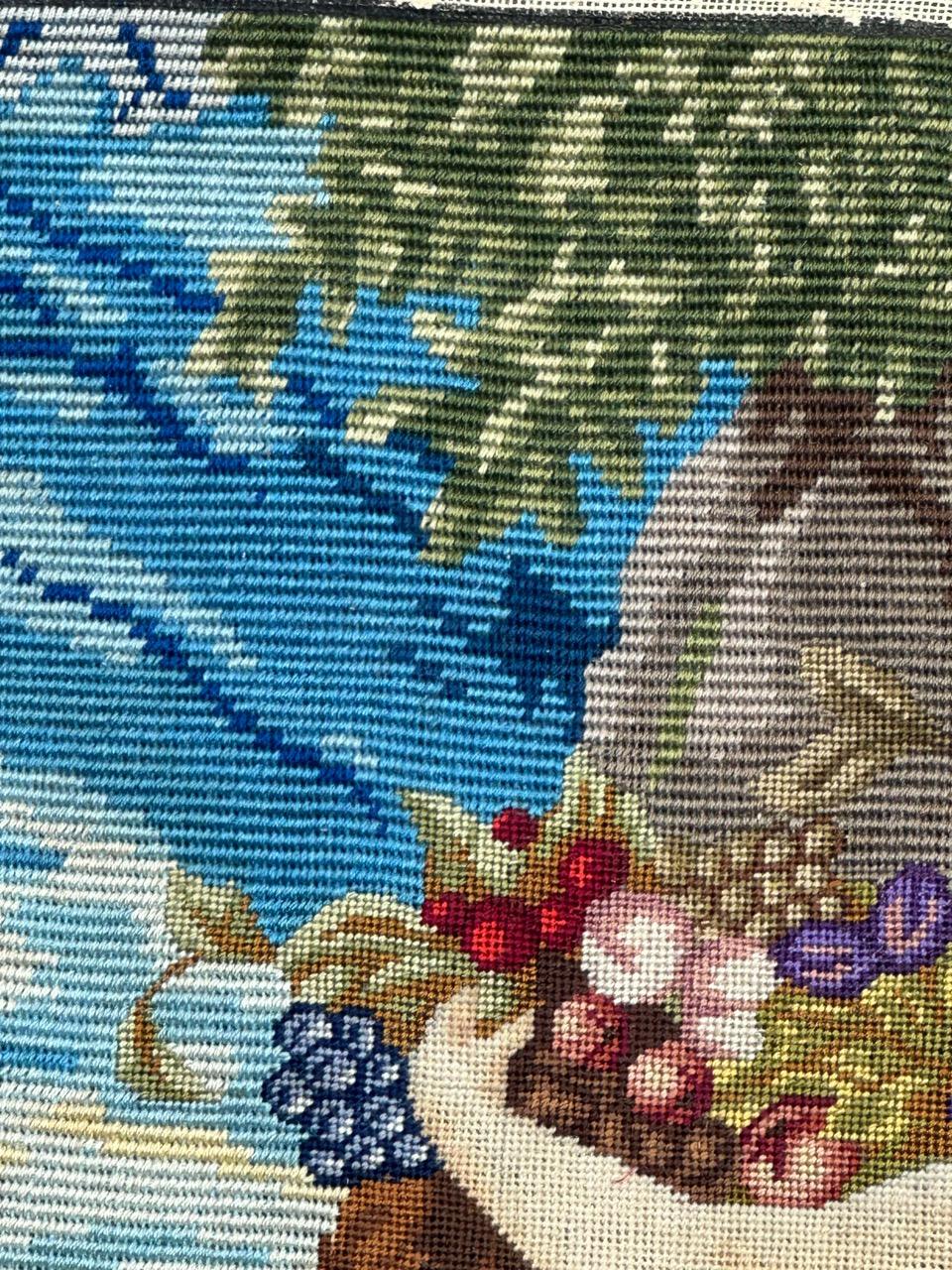Maravilloso Tapiz francés de punto de aguja estilo Aubusson 