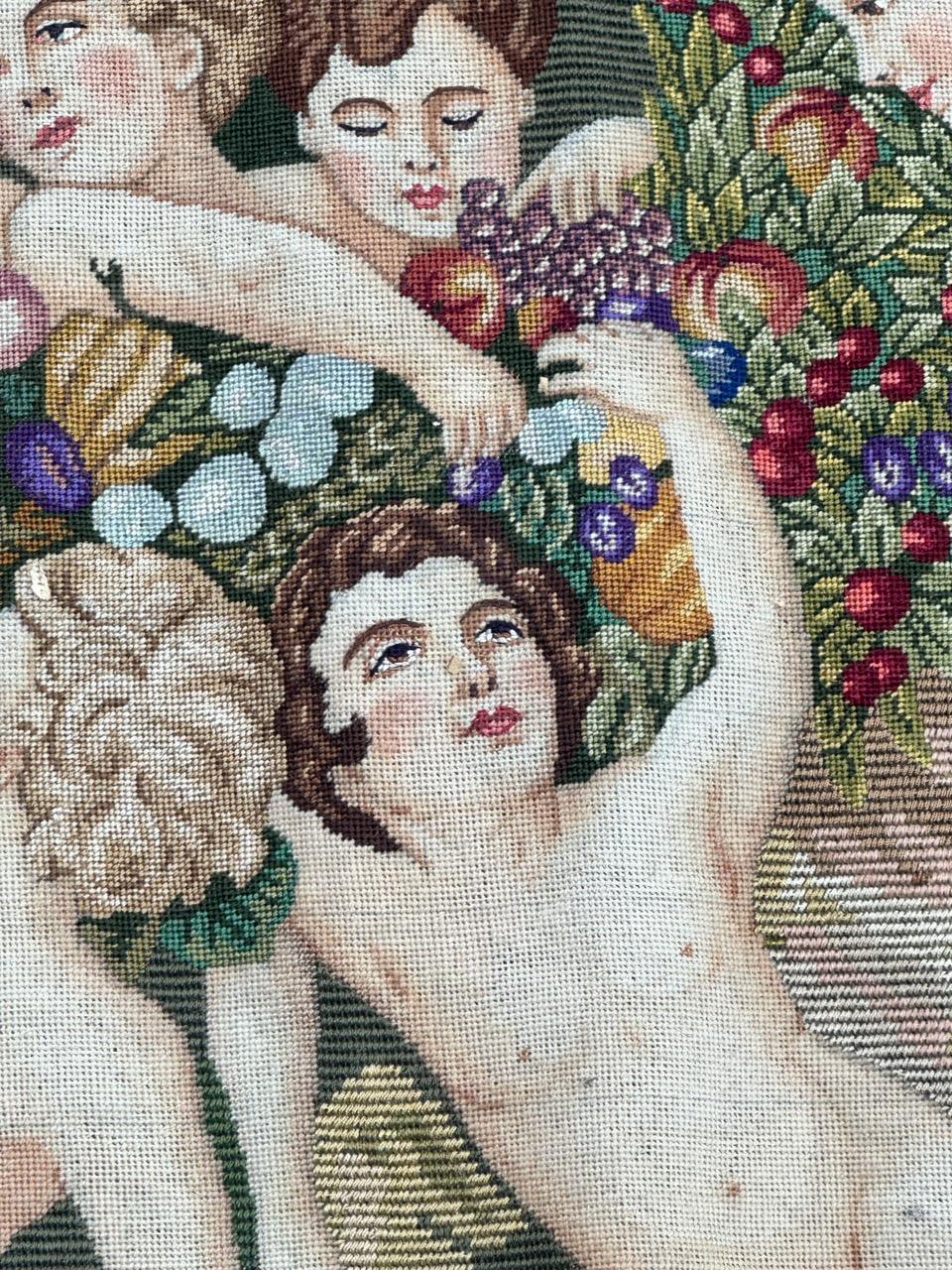Maravilloso Tapiz francés de punto de aguja estilo Aubusson 