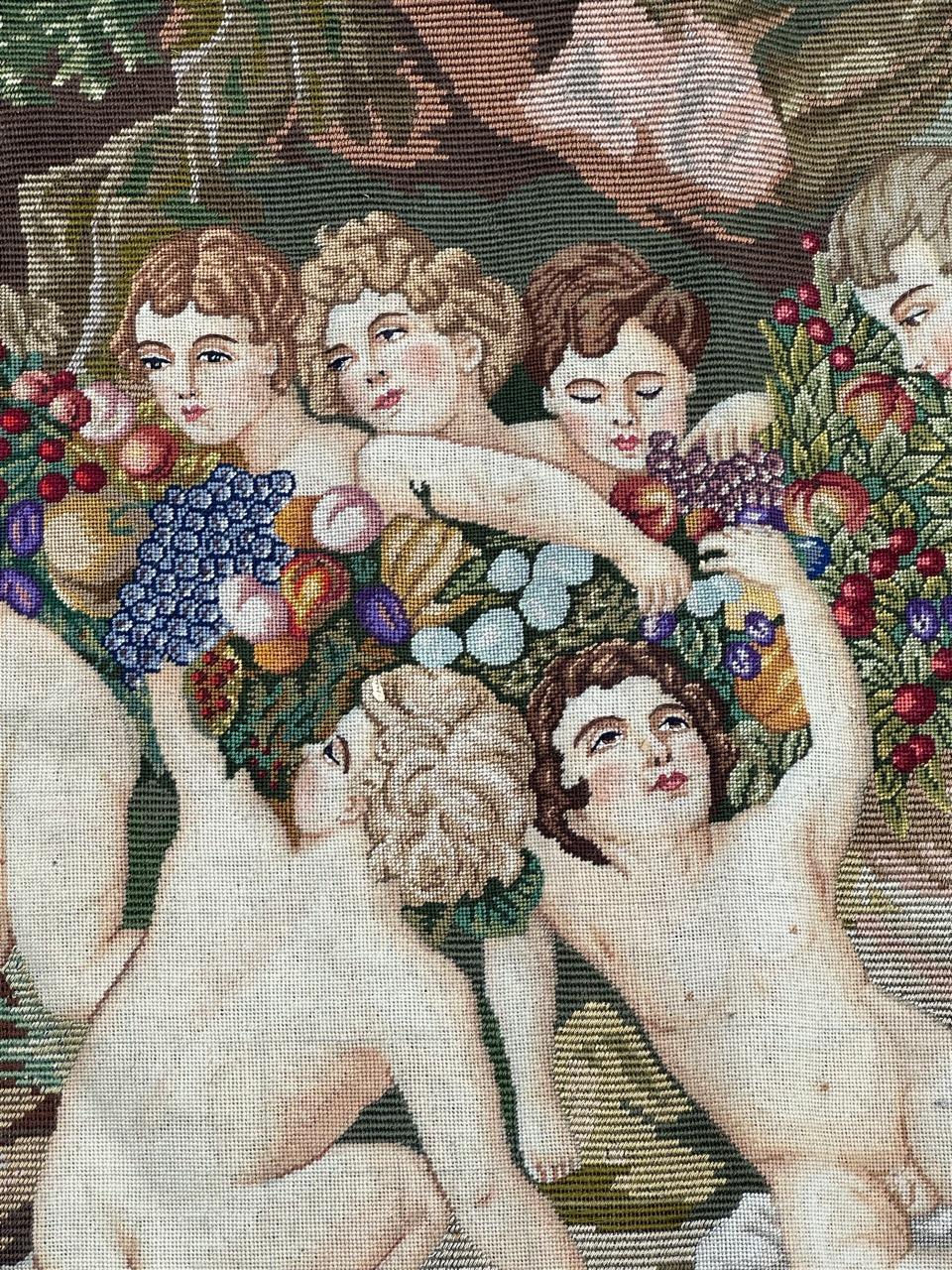 Maravilloso Tapiz francés de punto de aguja estilo Aubusson 