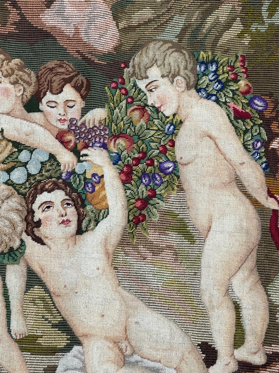 Maravilloso Tapiz francés de punto de aguja estilo Aubusson 