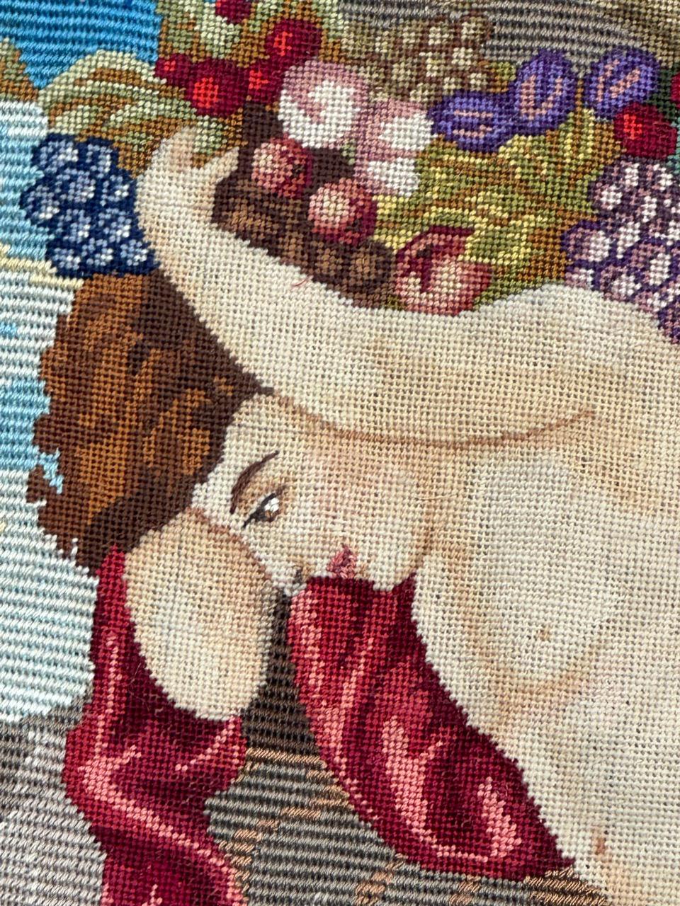 Maravilloso Tapiz francés de punto de aguja estilo Aubusson 