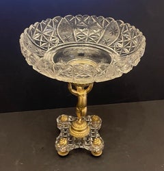 Wonderful French Baccarat Bronze Crystal Ormolu Cherub Putti Compote Centerpiece