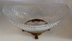 Wonderful French Baccarat Bronze Paw Foot Diamond Cut Crystal Oval Centerpiece