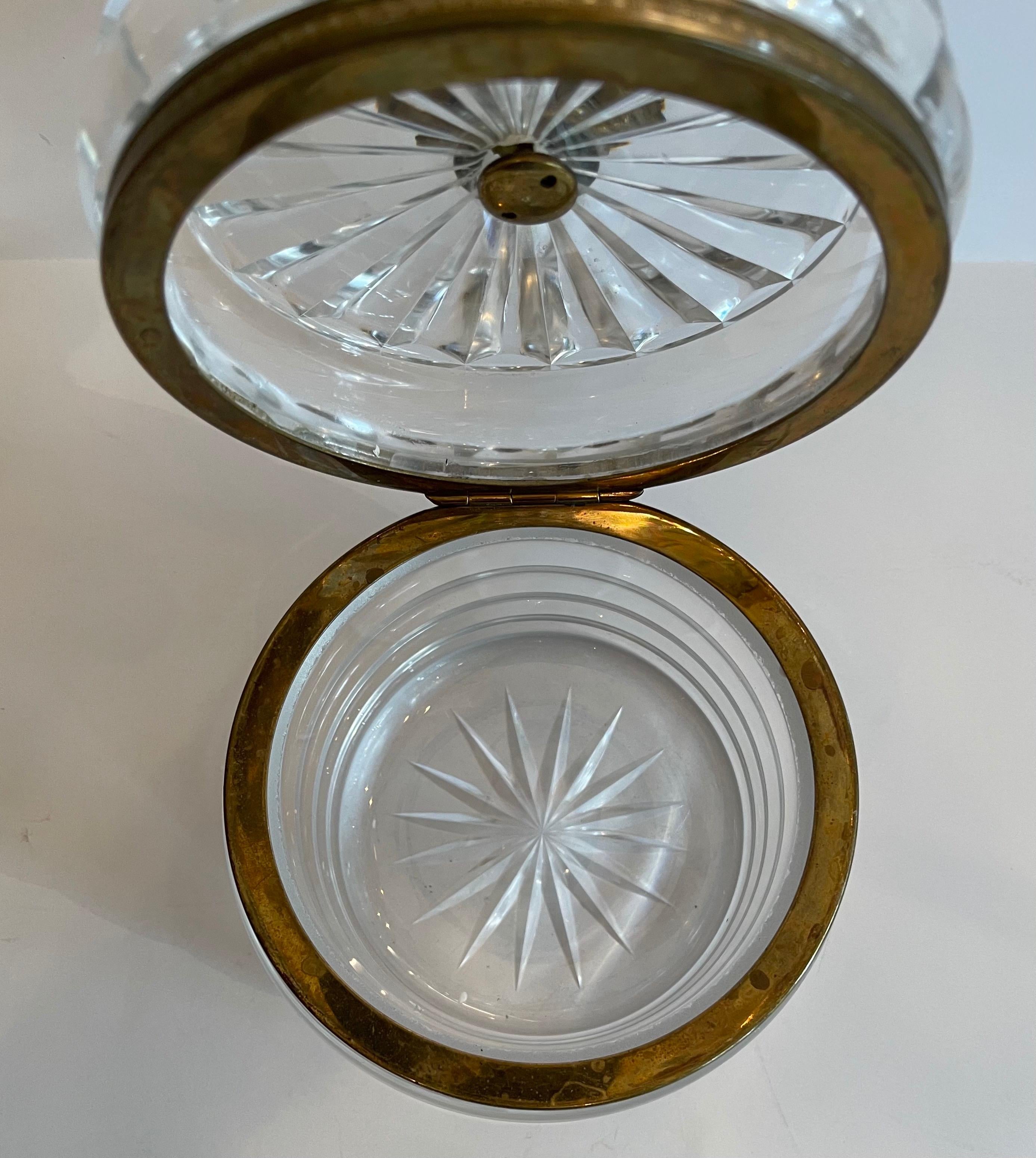 20th Century Wonderful French Baccarat Crystal Bronze Ormolu Mounted Round Casket Jewelry Box