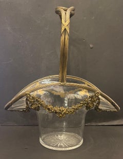 Wonderful French Baccarat Dore Bronze Ormolu Crystal Glass Basket Centerpiece