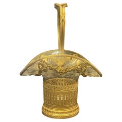 Meraviglioso centrotavola francese Baccarat Dore Bronzo Ormolu con cesto di cristallo