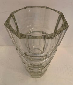 Wonderful French Baccarat Style Large Heavy Crystal Panel Vase Edith Harcourt