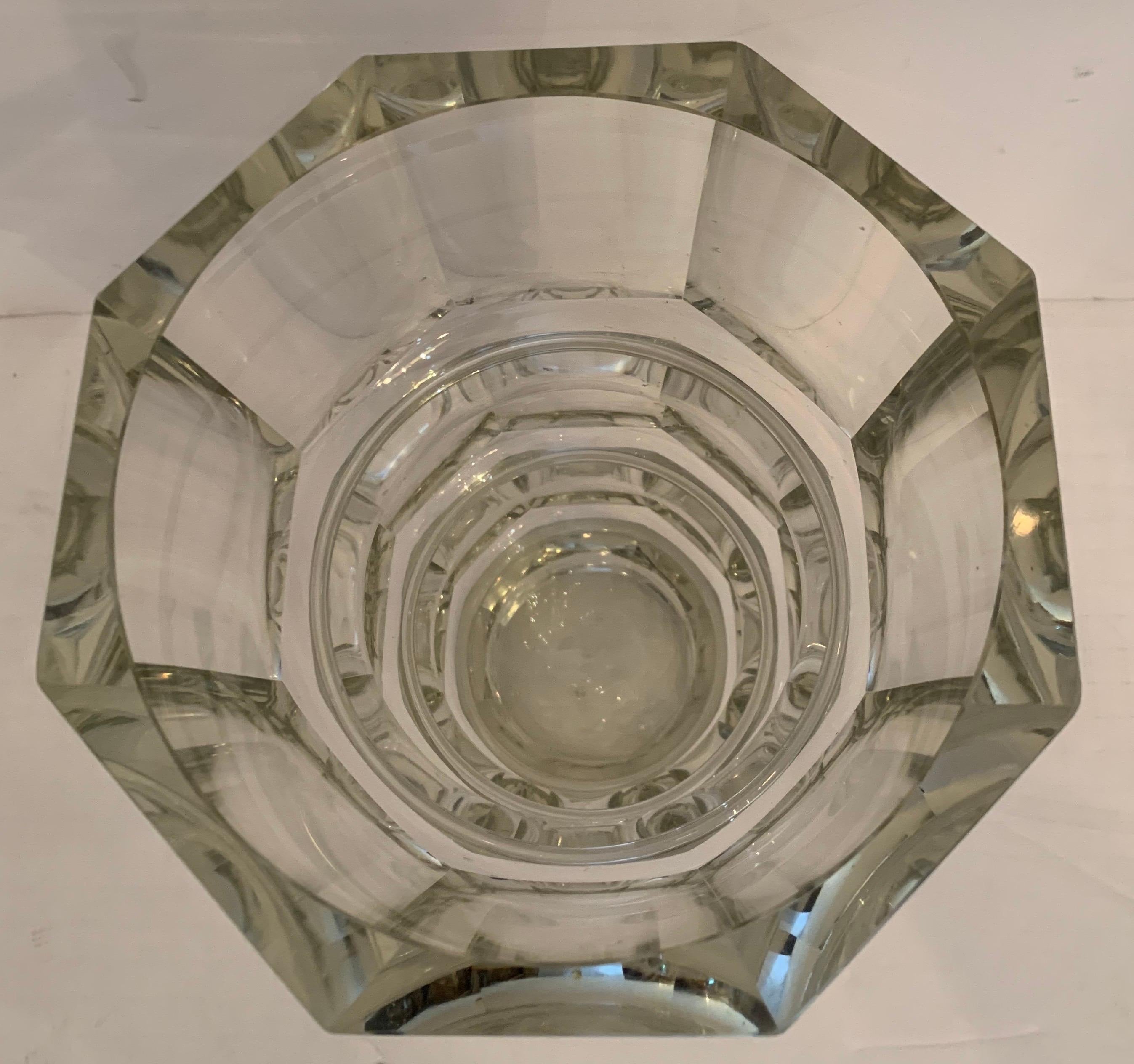 Wonderful French Baccarat Style Large Heavy Crystal Panel Vase Edith Harcourt In Good Condition In Roslyn, NY