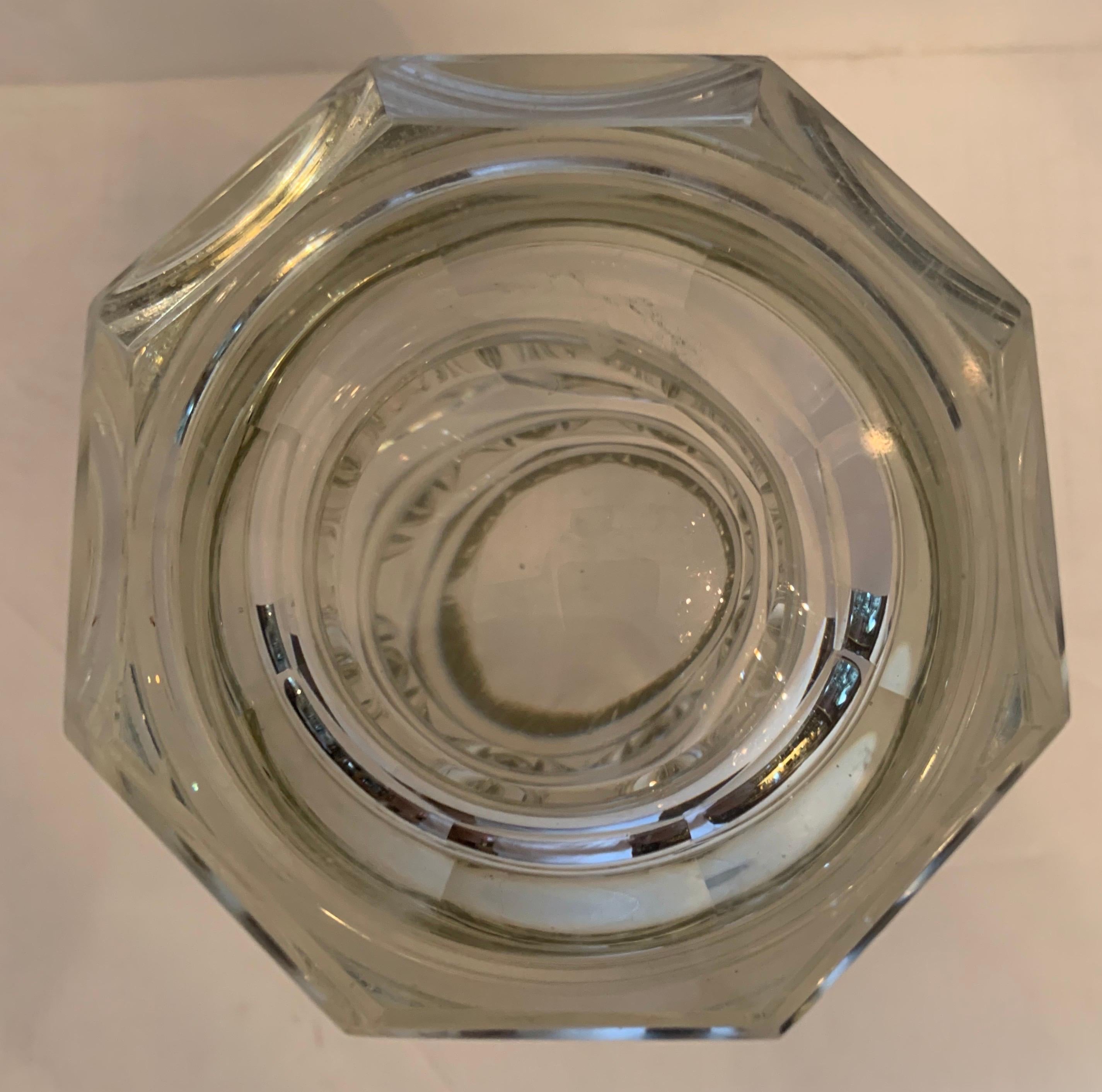 20th Century Wonderful French Baccarat Style Large Heavy Crystal Panel Vase Edith Harcourt