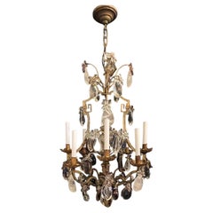 Wonderful French Bagues Amethyst Rock Crystal Flower Eight Light Chandelier