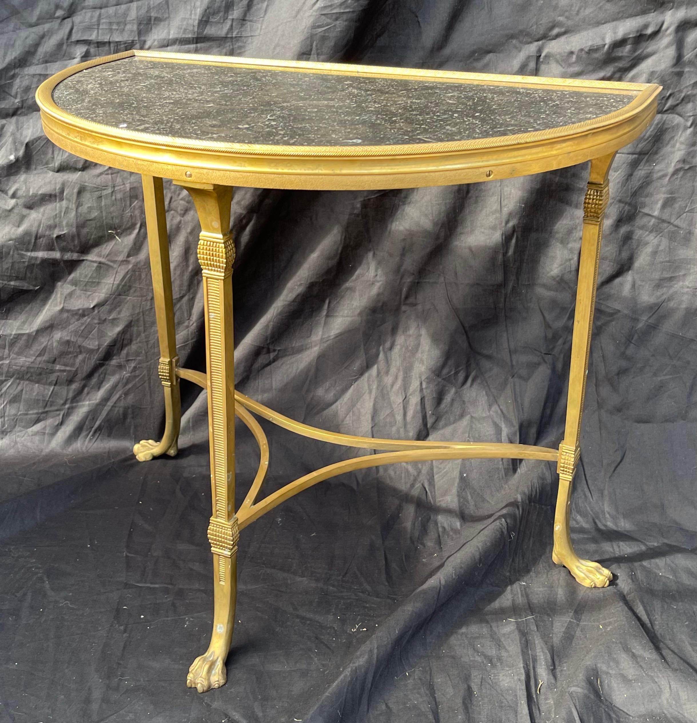 20th Century Wonderful French Bagues Gilt Bronze Marble Top Three-Part Cocktail Coffee Table