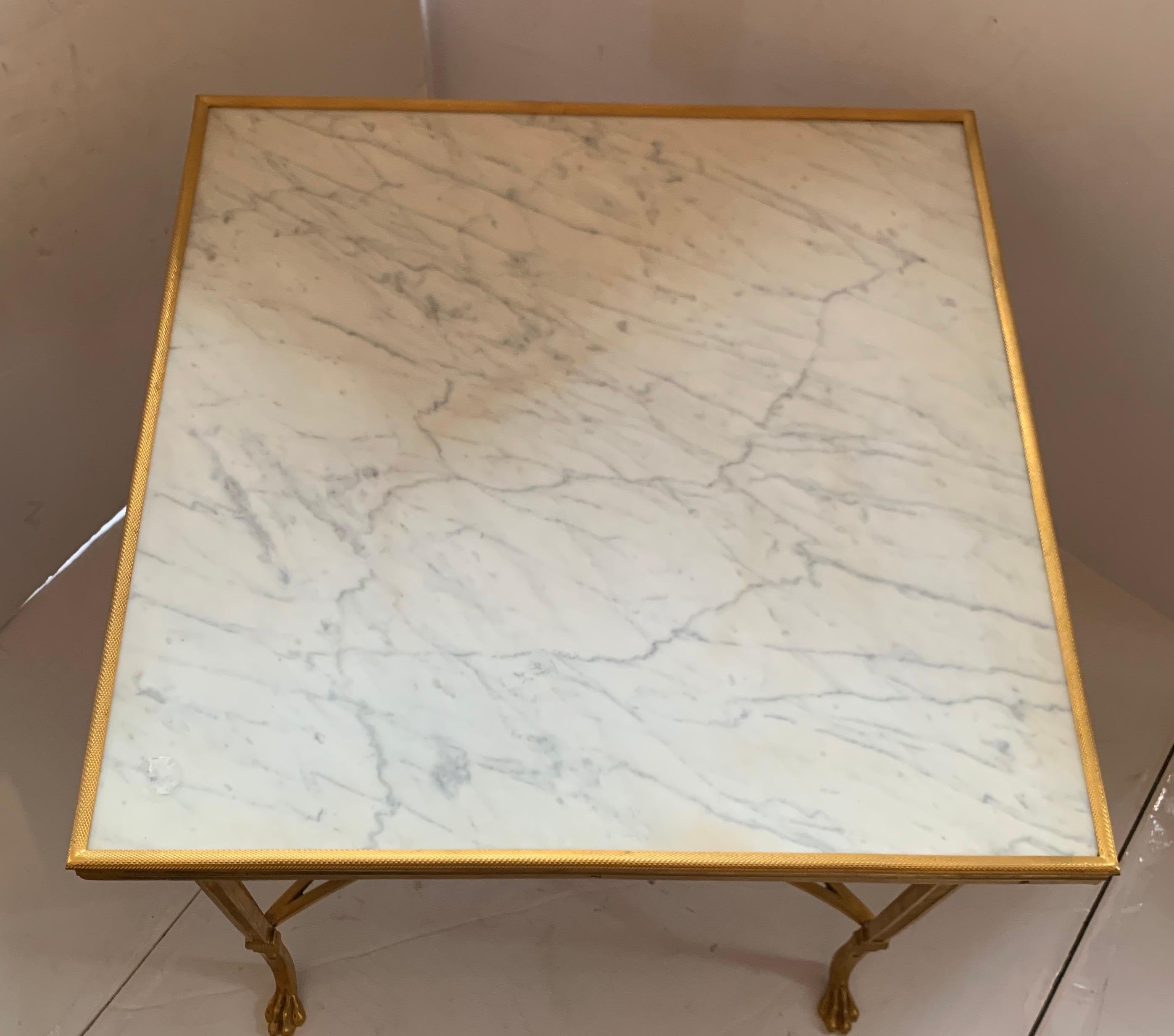 Neoclassical Wonderful French Baguès Gilt Bronze Paw Marble Three-Part Cocktail Coffee Table