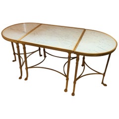 Wonderful French Baguès Gilt Bronze Paw Marble Three-Part Cocktail Coffee Table