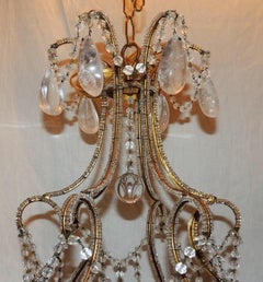 Wonderful French Beaded Rock Crystal Maison Baguès Bird Cage Baccarat Chandelier