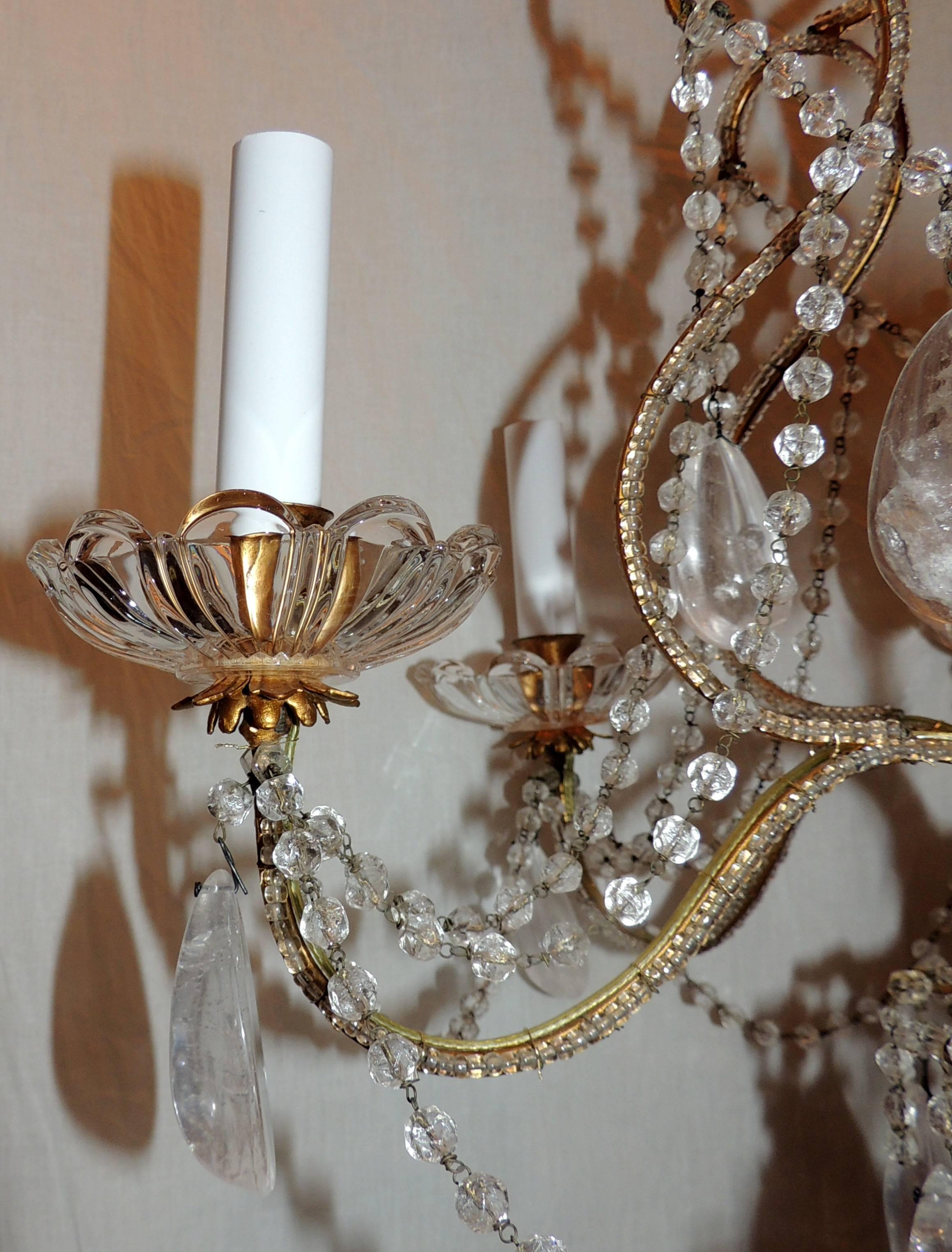 Mid-20th Century Wonderful French Beaded Rock Crystal Maison Baguès Bird Cage Baccarat Chandelier