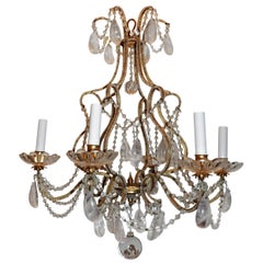 Wonderful French Beaded Rock Crystal Maison Baguès Bird Cage Baccarat Chandelier
