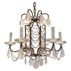 Wonderful French Beaded Swag Rock Crystal Maison Baguès Bird Cage Chandelier