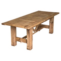 Wonderful French Bleached Oak Barn Style Farmhouse Dining Table