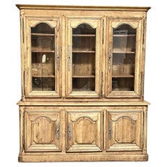 Antique Wonderful French Bleached Oak Library Bookcase 