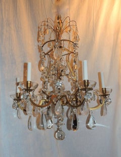 Wonderful French Bronze Baguès Gilt Pagoda Form Rock Crystal Chandelier Fixture
