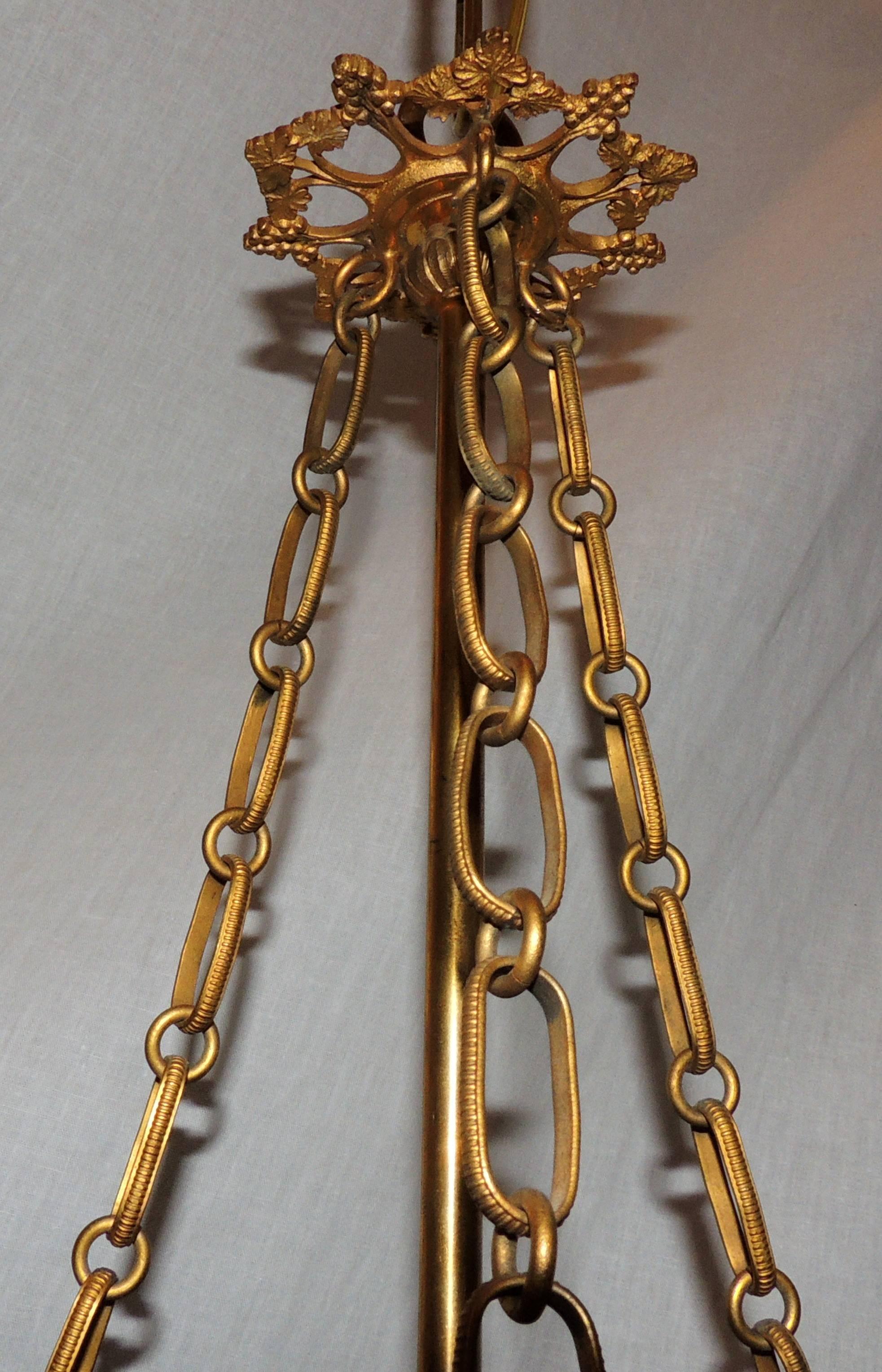 Gilt Wonderful French Bronze Crystal Neoclassical Empire Ormolu Lantern Chandelier For Sale
