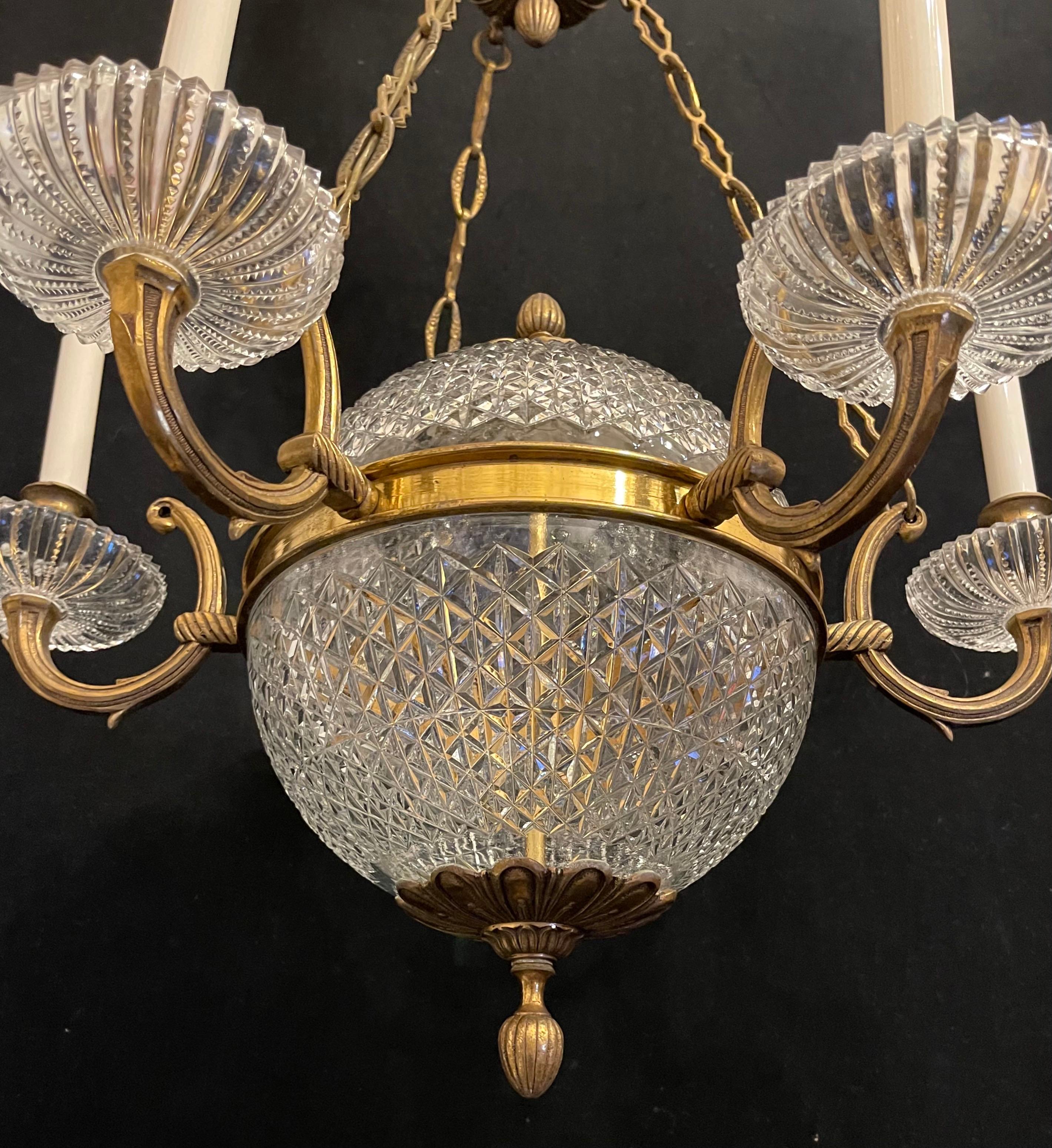 20th Century Wonderful French Bronze Crystal Neoclassical Empire Regency Orb Ball Chandelier