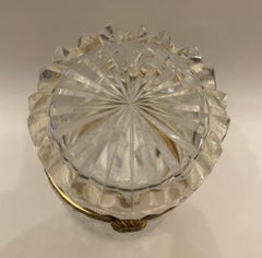 Wonderful French Bronze Diamond Cut Crystal Baccarat Cylindrical Box Casket