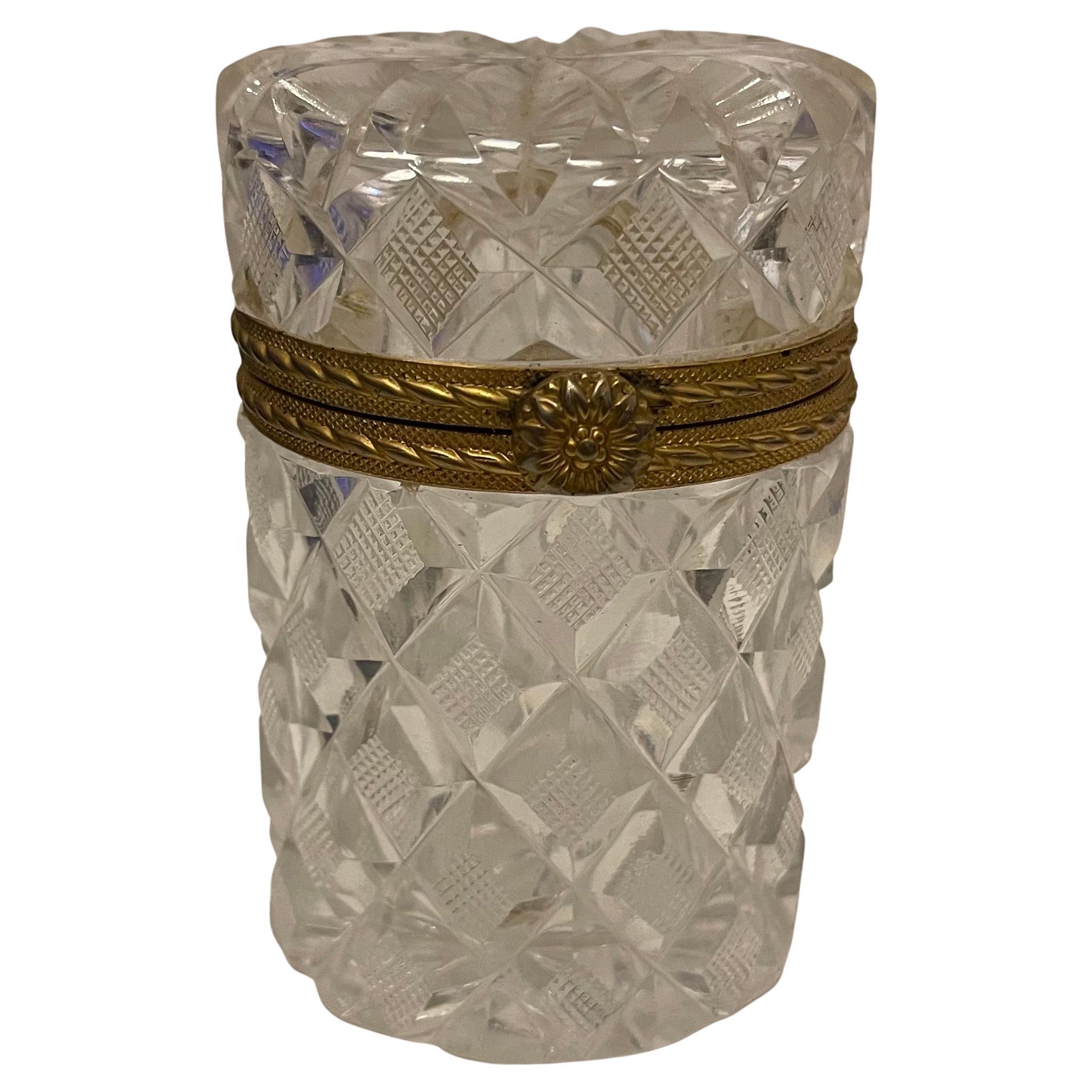 Meraviglioso cofanetto francese in bronzo con cristallo taglio diamante Baccarat in vendita