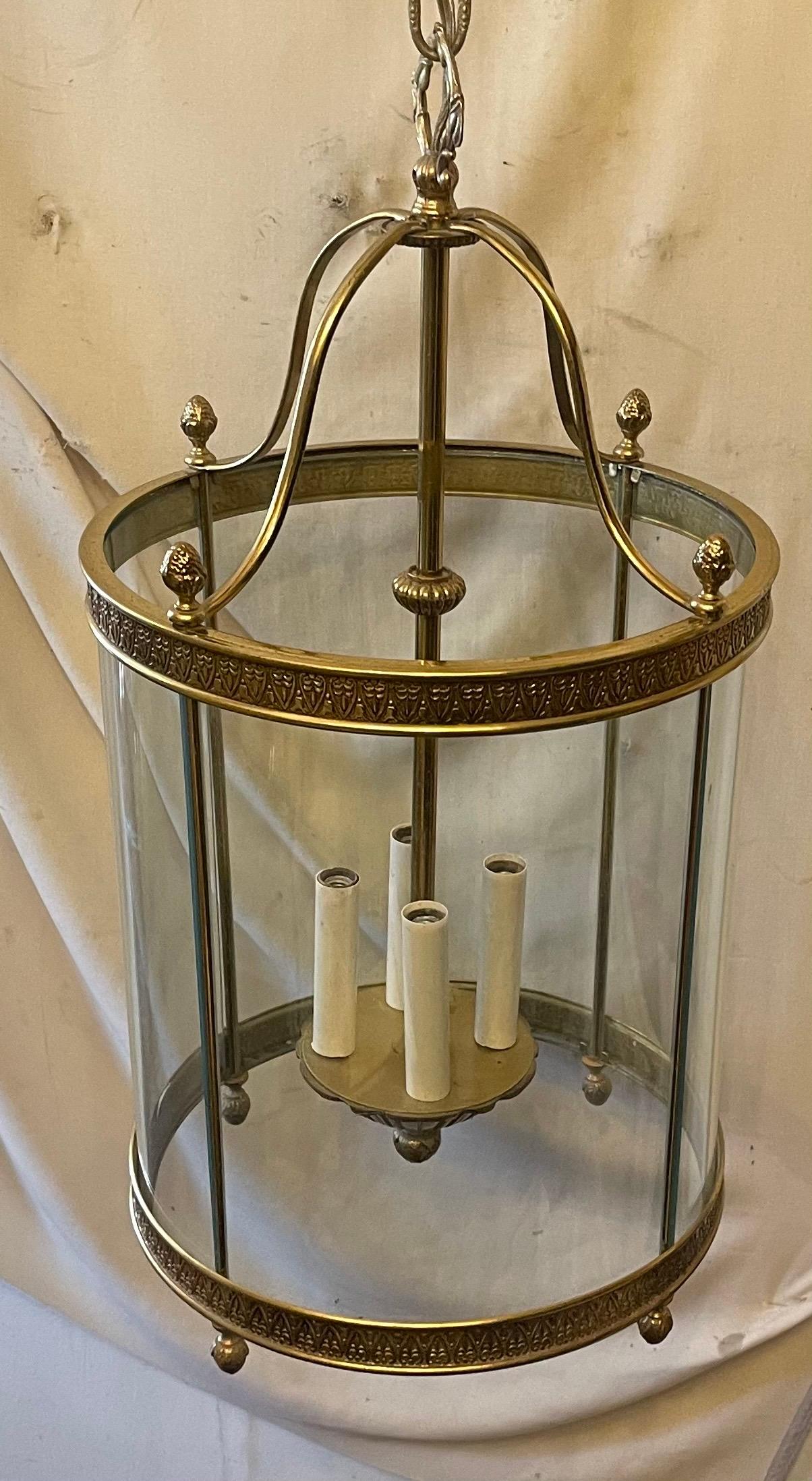 Maravillosa Lámpara Regencia Luis XVI de Bronce Francés Paneles de Cristal Curvados en Bueno estado para la venta en Roslyn, NY