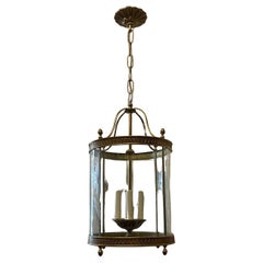 Wonderful French Bronze Louis XVI Regency Lantern Fixture Curved Glass Panels