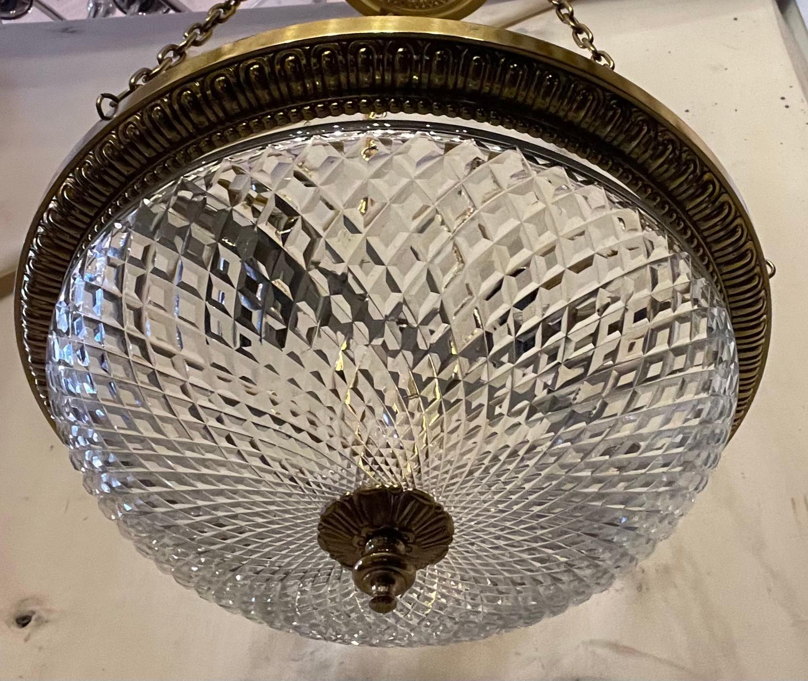 Regency Wonderful French Bronze Mounted Diamond Cut Crystal Nesle Semi Flush Fixture